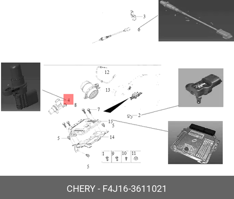 фото Chery/Exeed F4J163611021 Датчик положения коленвала Chery/Exeed F4J163611021 Датчик положения коленвала