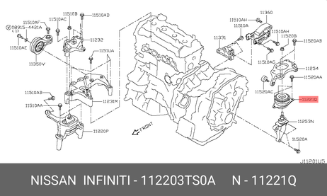 фото Nissan 11220-3TS0A Подушка двигателя Nissan 11220-3TS0A Подушка двигателя