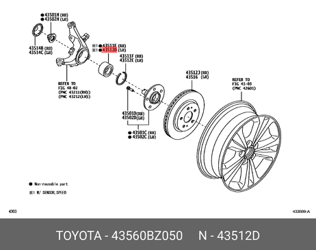 фото Toyota 43560-BZ050 Подшипник ступицы Toyota 43560-BZ050 Подшипник ступицы
