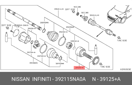 фото Nissan 39211-5NA0A Пыльник шруса Nissan 39211-5NA0A Пыльник шруса