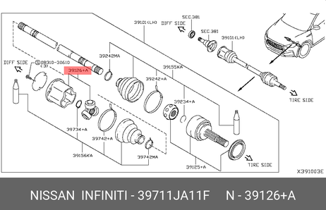 фото Nissan 39711-JA11F Пыльник шруса Nissan 39711-JA11F Пыльник шруса