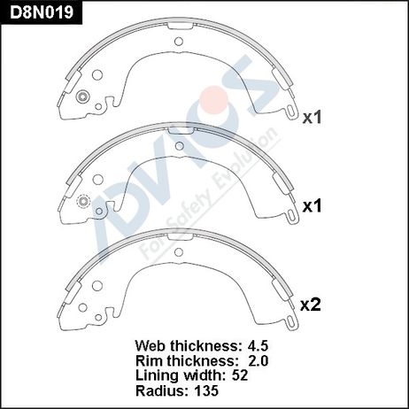 ADVICS D8N019 Колодки тормозные барабанные