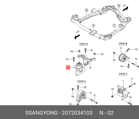 фото Ssangyong 2072034103 Опора двигателя (гидравлическая) Ssangyong 2072034103 Опора двигателя (гидравлическая)