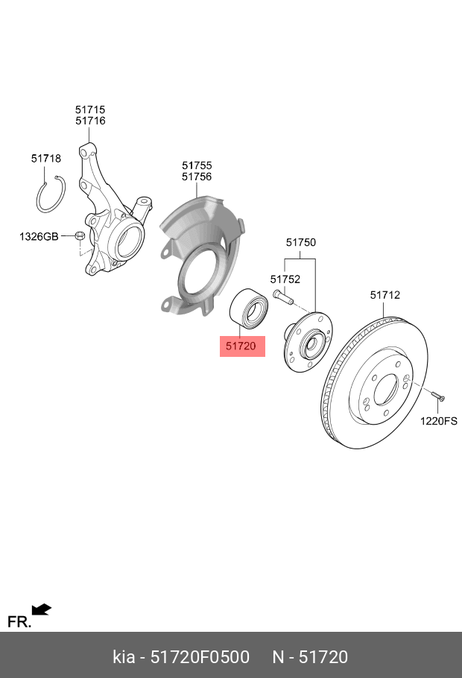 фото Hyundai/Kia 51720-F0500 Подшипник ступицы колеса | перед прав/лев | Hyundai/Kia 51720-F0500 Подшипник ступицы колеса | перед прав/лев |