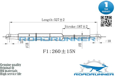 фото RoadRunner RR-32082-GSP Амортизатор газовый багажника RoadRunner RR-32082-GSP Амортизатор газовый багажника