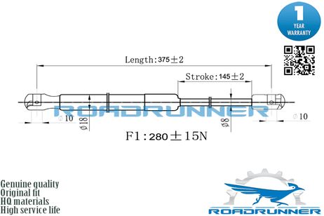 фото RoadRunner RR-32151-GSP Амортизатор газовый багажника RoadRunner RR-32151-GSP Амортизатор газовый багажника