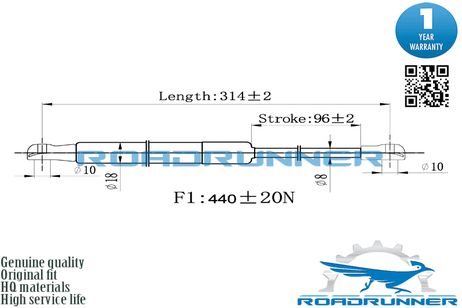 фото RoadRunner RR-32156-GSP Амортизатор газовый багажника RoadRunner RR-32156-GSP Амортизатор газовый багажника