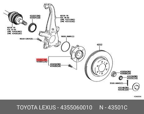 фото Toyota 4355060010 Ступица колеса | перед прав/лев | Toyota 4355060010 Ступица колеса | перед прав/лев |