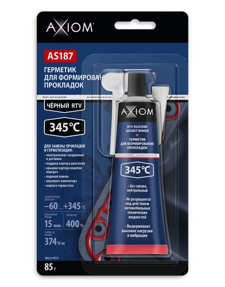 фото AXIOM AS187 Герметик многоцелевой высокотемпературный чёрный rtv 85 г AXIOM AS187 Герметик многоцелевой высокотемпературный чёрный rtv 85 г