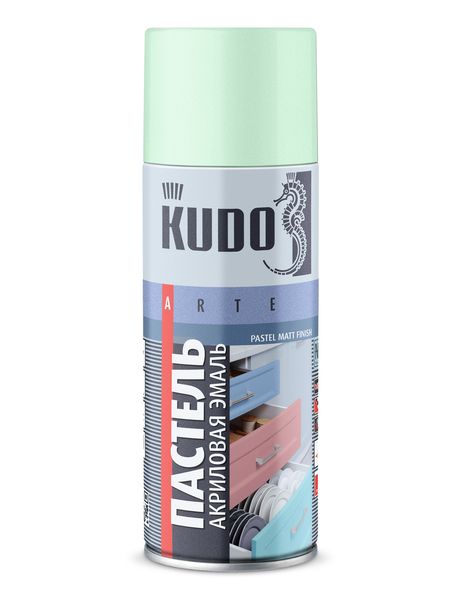 KUDO KU-A103 Эмаль универсальная акриловая быстросохнущая пастельная Зелёная матовая NCS 0530-g10y 520 мл