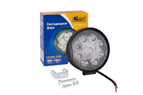 фото KRAFT KT700131 Светодиодная фара 9led 9-60v 27W (круглая) KRAFT KT700131 Светодиодная фара 9led 9-60v 27W (круглая)