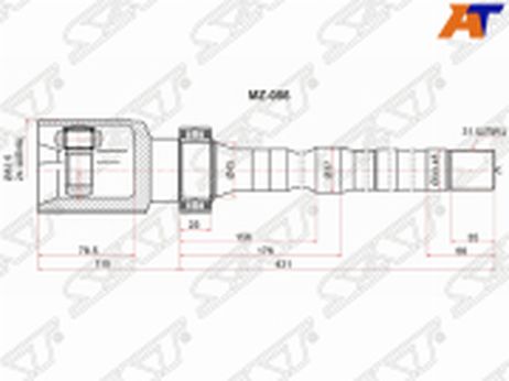 фото SAT MZ086 Шрус внутренний mazda cx-5 2.5 4WD RH SAT MZ086 Шрус внутренний mazda cx-5 2.5 4WD RH