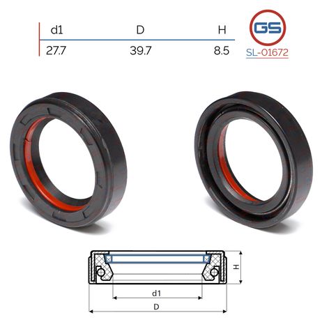фото GS SL01672 Сальник рулевой рейки 27.7 39.7 8.5 GS SL01672 Сальник рулевой рейки 27.7 39.7 8.5