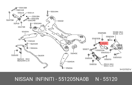 фото Nissan 551205NA0B Тяга подвески Nissan 551205NA0B Тяга подвески