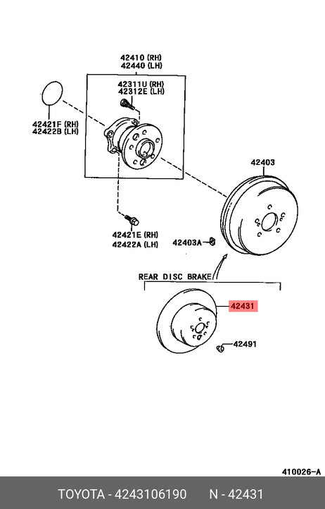 фото Toyota 4243106190 Диск тормозной Toyota 4243106190 Диск тормозной