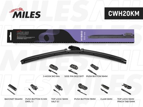 Miles CWH20KM Щётка стеклоочистителя 500 мм (20) гибридная (9 адаптеров)