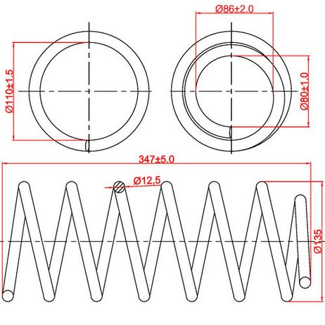 фото ZIKMAR Z48055R Пружина подвески передней VW Golf II, Jetta II, L347-D135-t12,5 ZIKMAR Z48055R Пружина подвески передней VW Golf II, Jetta II, L347-D135-t12,5