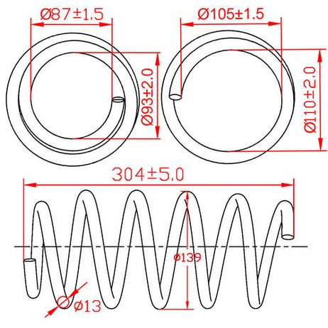 фото ZIKMAR Z48093R Пружина подвески передней Opel Meriva B, Zafira B, L304-D139-t13 ZIKMAR Z48093R Пружина подвески передней Opel Meriva B, Zafira B, L304-D139-t13