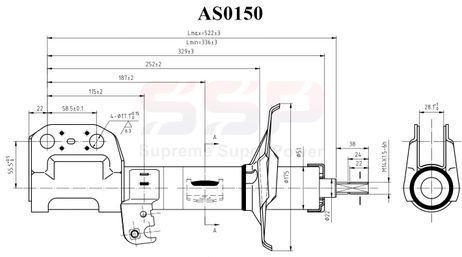 фото SSP AS0150 Стойка амортизационная SSP AS0150 Стойка амортизационная