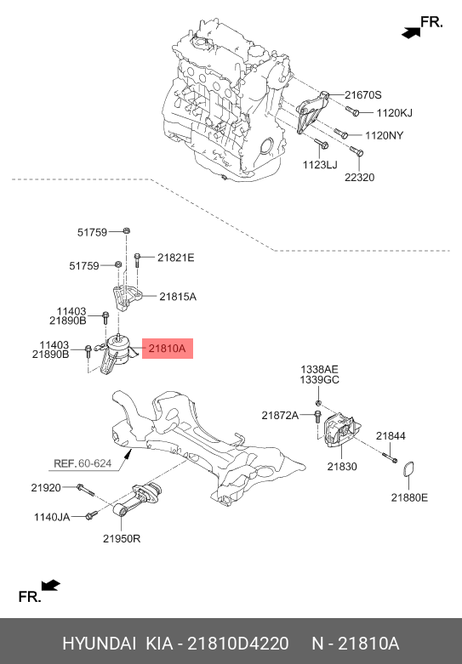фото Hyundai/Kia 21810D4220 Опорный узел двигателя Hyundai/Kia 21810D4220 Опорный узел двигателя