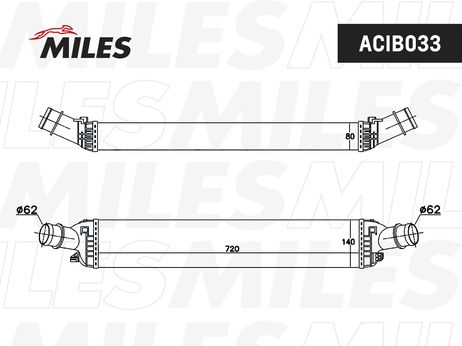 Miles ACIB033 Интеркулер audi a4/a5/q5 1.8t/2.7td/3.0td 07-/porsche Macan 95B 14-18