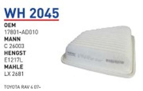 Wunder WH2045 Фильтр воздушный toyota Camry 2006-> mot.3.5L/RAV 4 III 2006-> filter