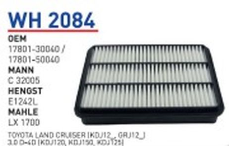 фото Wunder WH2084 Фильтр воздушный toyota LC Prado (j120) 2002-> mot.3,0TD filter Wunder WH2084 Фильтр воздушный toyota LC Prado (j120) 2002-> mot.3,0TD filter