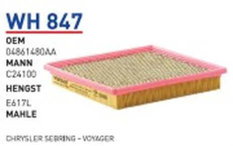 Wunder WH847 Фильтр воздушный dodge Caravan iii/chrysler Voyager IV filter
