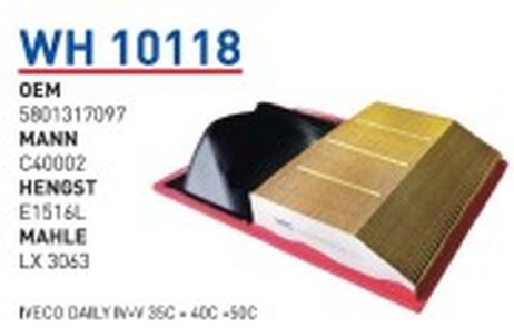 фото Wunder WH10118 Фильтр воздушный iveco Daily III 06->//fiat Ducato//CITROEN Jumper filter Wunder WH10118 Фильтр воздушный iveco Daily III 06->//fiat Ducato//CITROEN Jumper filter