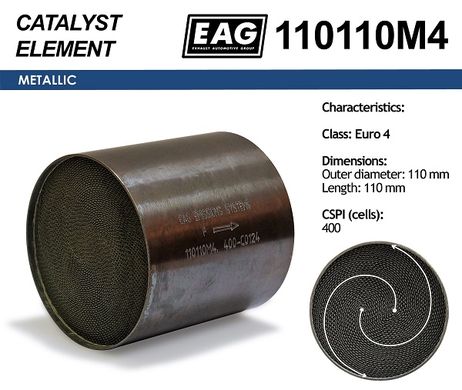 фото EAG 110110M4 Каталитический блок металл. 110x110 Euro 4 EAG 110110M4 Каталитический блок металл. 110x110 Euro 4
