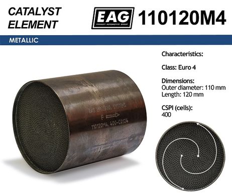фото EAG 110120M4 Каталитический блок металл. 110x120 Euro 4 EAG 110120M4 Каталитический блок металл. 110x120 Euro 4