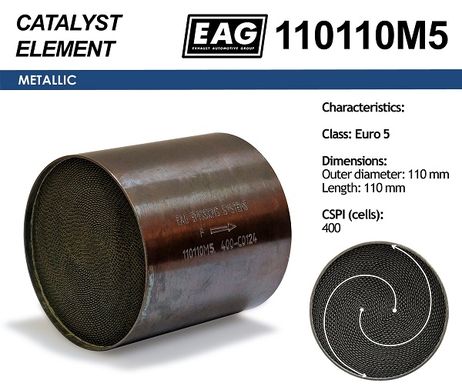 фото EAG 110110M5 Каталитический блок металл. 110x110 Euro 5 EAG 110110M5 Каталитический блок металл. 110x110 Euro 5