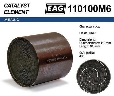 фото EAG 110100M6 Каталитический блок металл. 110x100 Euro 6 EAG 110100M6 Каталитический блок металл. 110x100 Euro 6