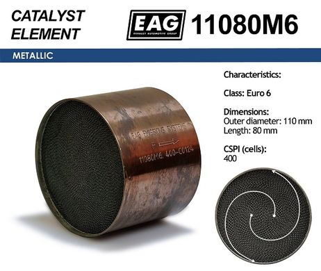 фото EAG 11080M6 Каталитический блок металл. 110x80 Euro 6 EAG 11080M6 Каталитический блок металл. 110x80 Euro 6