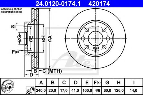 ATE 24.0120-0174.1 Диск тормозной | перед |