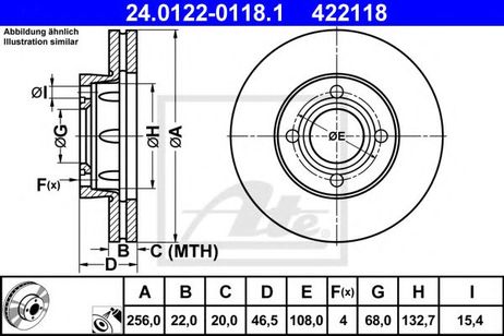 ATE 24.0122-0118.1 Диск тормозной | перед |