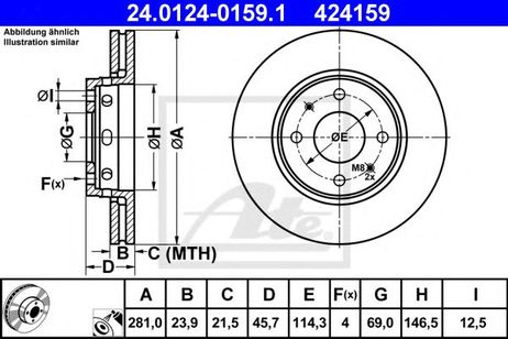 ATE 24.0124-0159.1 Диск тормозной | перед |