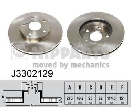 фото Nipparts J3302129 Диск тормозной | перед | Nipparts J3302129 Диск тормозной | перед |
