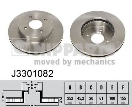 фото Nipparts J3301082 Диск тормозной | перед | Nipparts J3301082 Диск тормозной | перед |