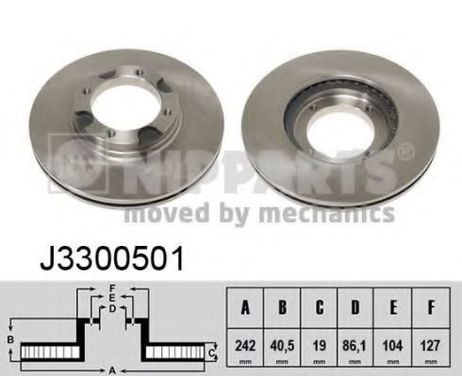 фото Nipparts J3300501 Диск тормозной | перед | Nipparts J3300501 Диск тормозной | перед |