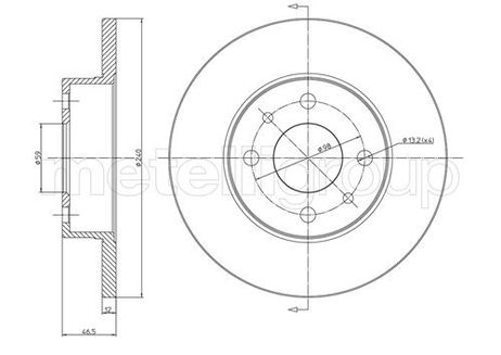 Metelli 23-0156 Диск тормозной | перед |