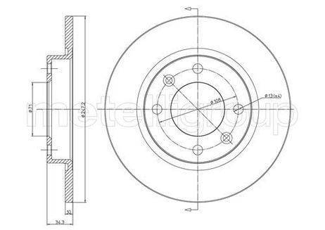 Metelli 23-0217 Диск тормозной | зад |