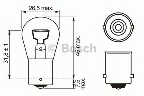 фото Bosch 1 987 302 501 Лампа 24V 21W p21w | перед | HCV Bosch 1 987 302 501 Лампа 24V 21W p21w | перед | HCV
