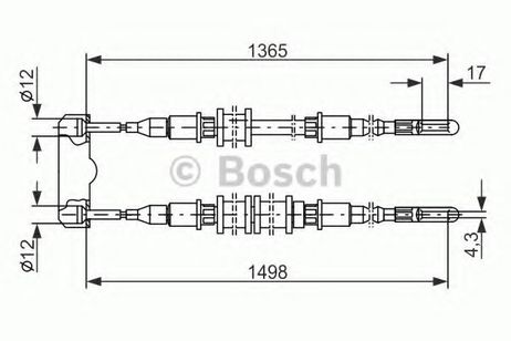 фото Bosch 1 987 477 130 Трос стояночного тормоза Bosch 1 987 477 130 Трос стояночного тормоза