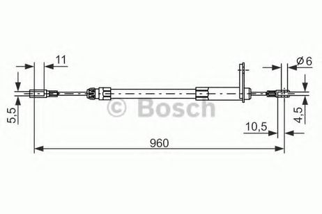 фото Bosch 1 987 477 219 Трос стояночного тормоза Bosch 1 987 477 219 Трос стояночного тормоза