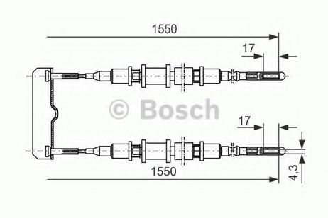 фото Bosch 1 987 477 250 Трос стояночного тормоза Bosch 1 987 477 250 Трос стояночного тормоза
