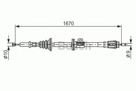 фото Bosch 1 987 477 357 Трос стояночного тормоза Bosch 1 987 477 357 Трос стояночного тормоза