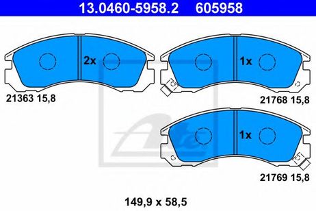 ATE 13.0460-5958.2 Колодки тормозные дисковые | перед |