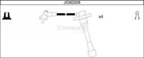 фото Nipparts J5382008 Комплект высоковольтных проводов Nipparts J5382008 Комплект высоковольтных проводов