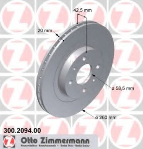 фото Zimmermann 300.2094.00 Диск тормозной | перед | Zimmermann 300.2094.00 Диск тормозной | перед |